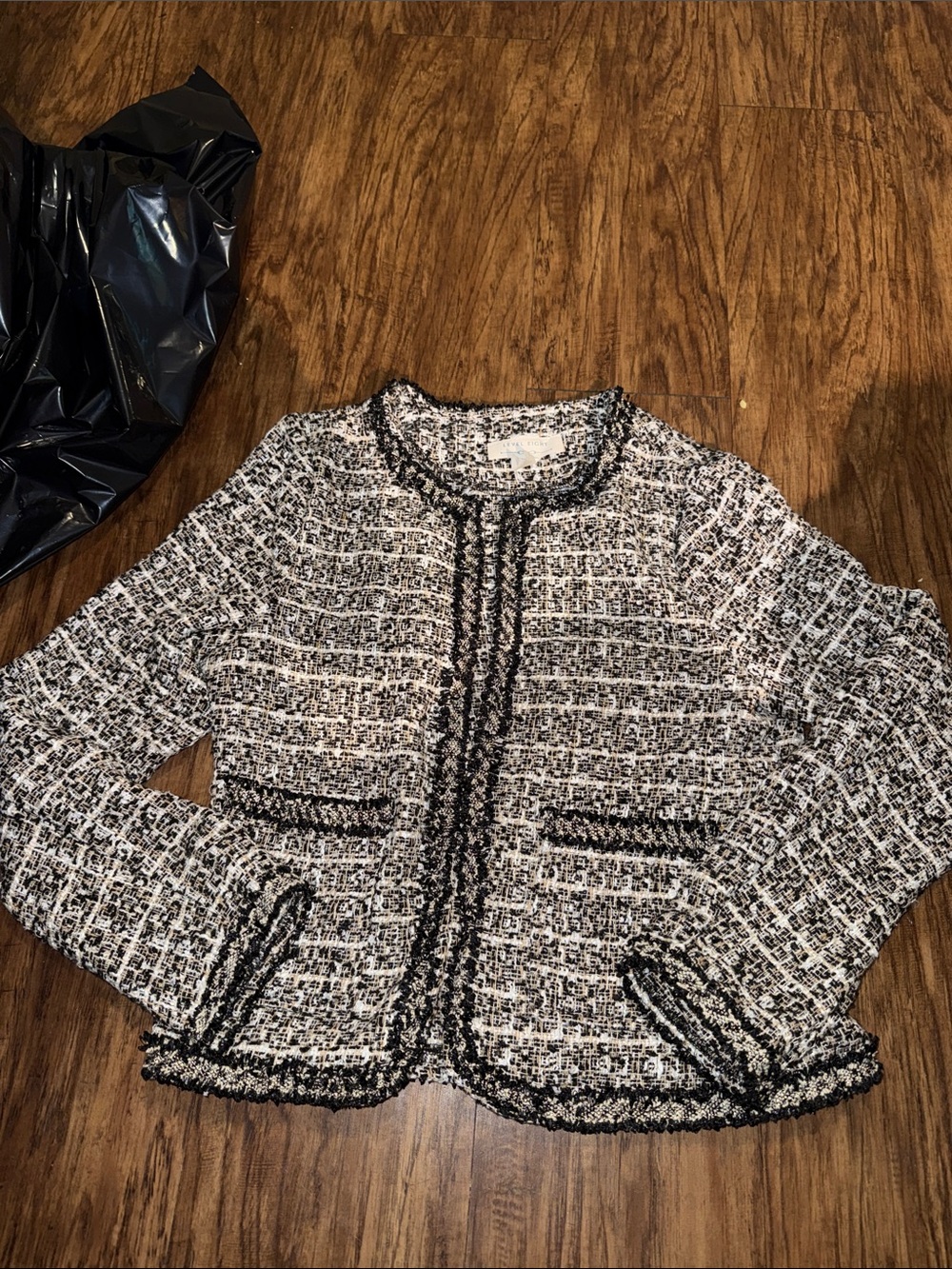 Black and White Tweed Fringed Jacket